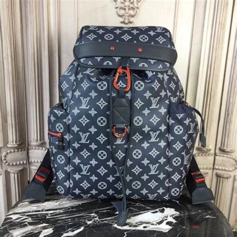 blue and black louis vuitton fake backpack